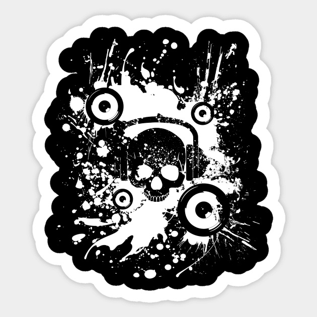 Techno Skull DJ EDM Music Festival Sticker by shirtontour